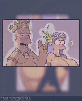 20th_century_fox 20th_century_studios accurate_art_style animated animated_gif big_breasts breasts cydlock female gif gif_locked_behind_art hidden_gif homer_simpson marge_simpson milf netorare ntr the_simpsons yellow_body yellow_skin