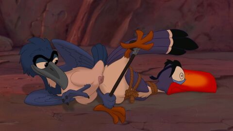 4_toes ambiguous_gender anatomically_correct animal_genitalia avian beak bird black_eyebrows blue_body blue_feathers bodily_fluids bondage bound bucerotiform cloaca cloaca_juice cloacal cloacal_kiss closed_frown closed_smile countershading disney duo eyebrows feathers feet feral folded_wings frown genital_fluids genitals grey_beak hi_res hornbill lying male_(lore) mouth_closed on_side orange_beak plover pluvian restraints rope rope_bondage sex shocked shorebird smile spread_legs spreader_bar spreading tail tail_feathers talons the_giant_hamster the_lion_king toes white_body white_countershading wings wings_tied zazu_(the_lion_king)