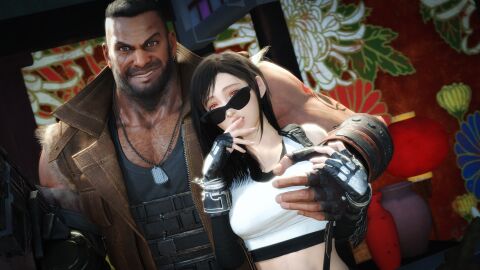 3d barret_wallace breast_grab dark-skinned_male final_fantasy final_fantasy_vii final_fantasy_vii_remake groping groping_breasts light-skinned_female looking_at_viewer pale-skinned_female ratatoskr_(artist) red_eyes sunglasses tifa_lockhart