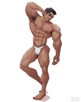 1boy abs artist_name bara bulge dated lor_jensit male male_focus male_only muscular muscular_arms muscular_chest muscular_male nipples pecs pectorals real_person shirtless solo solo_male text thighs topless topless_male wardgaya yaoi