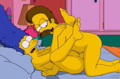 cheating_wife erect_penis huge_breasts marge_simpson ned_flanders nude pussy the_simpsons vaginal_penetration