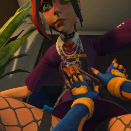 anal anal_sex blue_body blue_hair female fortnite fortnite:_battle_royale green_eyes green_hair helsie_(fortnite) lesbian_sex neon_(valorant) oral oral_sex sex valorant yuri