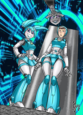 1boy 1girls ass assimilation beltskirt breasts cameltoe encasement female gender_transformation imminent_masking jenny_wakeman kyo-domesticfucker large_ass large_breasts male mask midriff mtf_transformation my_life_as_a_teenage_robot pussy robot_girl robotization thick_thighs transformation wide_hips xj-9