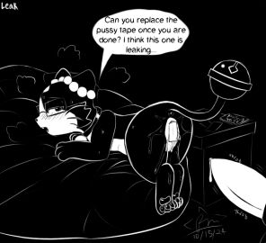 ass bell beta_pokemon_(species) beta_pokemon_games black_and_white blush bodily_fluids cum cum_in_pussy cum_inside digital_media_(artwork) duo english_text erection eyewear felid female feral fur genital_fluids genitals glasses imminent_sex leaking_cum male male/female mammal monochrome nintendo offscreen_character open_mouth pasties pawpads penis pokemon pokemon_(species) pokemon_gold_beta presenting presenting_hindquarters pussy pussy_tape raised rinrin rymherdier rynring solo_focus tail tape tapering_penis text throbbing throbbing_penis vaginal_fluids vaginal_penetration