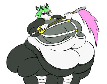 anthro archie_comics ass bbw belly_exposed black_pants clove_the_pronghorn curved_horns energy_scythe fat fat_ass fat_belly fat_rolls female furry green_fur grey_vest huge_ass huge_belly mizz-britt mobian_(species) mobian_pronghorn pronghorn scythe sega sonic_(series) sonic_the_hedgehog_(archie) sonic_the_hedgehog_(comics) sonic_the_hedgehog_(series) white_gloves