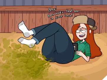 1girls ass big_ass big_butt brap disney disney_channel fart fart_cloud fart_fetish farting fat_ass fat_butt female female_only freckles fully_clothed gravity_falls hat huge_ass huge_butt onomatopoeia phone red_hair solo sorollos text thick_ass thick_butt wendy_corduroy