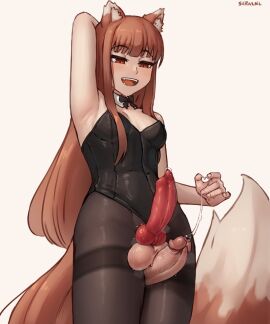 1boy 1futa 2024 animal_ear_fluff animal_ears animal_genitalia animal_genitalia_on_humanoid animal_humanoid animal_penis arm_behind_head armpits artist_name athletic athletic_futa balls balls_on_penis bangs big_balls big_penis black_bow black_bowtie black_leotard black_pantyhose blush bow bowtie breasts brown_hair canine_penis_on_humanoid clothed clothing commentary cowboy_shot detached_collar disembodied_penis dog_penis english_commentary erection female from_behind frottage futa_focus futanari highres holo human human_penetrating humanoid intersex kemonomimi knotted_penis leotard light-skinned_futa light-skinned_male light_skin long_hair looking_down male male_on_futa mostly_clothed open_mouth pantyhose partially_clothed penis penis_and_balls_touching penis_between_balls penis_touching_balls precum red_eyes seraziel simple_background small_breasts smile smooth_balls smooth_penis solo_focus spice_and_wolf standing standing_sex strapless strapless_leotard tail teeth testicles thigh_sex thighband_pantyhose white_background wolf_ears wolf_girl wolf_tail