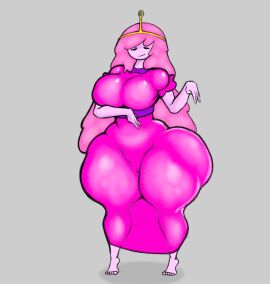 1girls 2d adventure_time barefoot cartoon_network clothed clothed_female dress female female_only full_body full_color fully_clothed gatofashado long_hair looking_at_viewer no_penetration pink_hair princess_bubblegum pussy pussy_visible_through_clothes smile solo solo_female