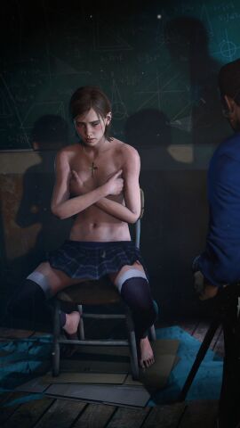 1boy 1girls 3d 3d_(artwork) adult_and_teenager age_difference breasts camera classroom covering_breasts crossover earrings ellie_(the_last_of_us) ellie_williams female hairy_pussy left_4_dead_(series) left_4_dead_2 male naughty_dog nick_(left_4_dead_2) older_male_and_younger_female prostitute prostitution public_topless pussy rust8 school_uniform schoolgirl source_filmmaker teacher teacher_and_student teenage_female teenager the_last_of_us the_last_of_us_2 tights topless topless_female