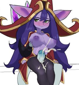 1futa 1girls areolae bangs big_breasts big_penis breasts cum cum_shot cumshot duo ejaculation erection female futa_on_female futanari huge_breasts huge_cock humanoid humanoid_penis intersex league_of_legends long_hair lulu_the_fae_sorceress nipples nude null0patience orgasm penis riot_games sex thick_thighs thigh_job thigh_sex thighs_grab vex_(league_of_legends) yordle