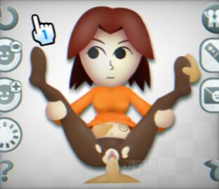 accurate_art_style annoyed_expression annoyed_female artstyle_imitation brown_hair crt crt_effect female filter fluids grabbing_belly hud icons image_set jlzi1ky leggings male mii mii_channel mii_gunner mii_gunner_(smash_4) mob_face nintendo orange_shirt penetration penis pointer pussy pussy_juice ripped_clothing ripped_leggings ripping_clothes shirt spread_legs spreading super_smash_bros. super_smash_bros._for_nintendo_3ds_and_wii_u tv_screen vaginal_penetration wii