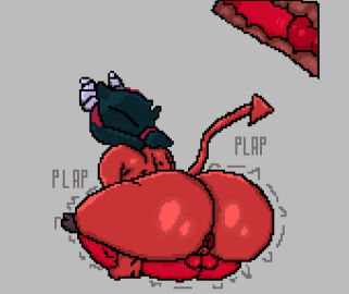 1boy 1girls amazonian_mating_press angels_vs_demons_(brawl_stars) anus bigger_female black_hair brawl_stars colette_(brawl_stars) demon female gus_(brawl_stars) impie_colette_(brawl_stars) male mating_press pixel_art pumpkinz6 pussy red_body smaller_male tail vaginal_penetration x-ray
