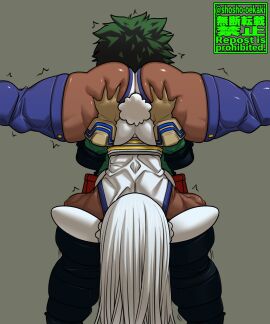 1boy 1girls 69 69_position ass ass_grab bunny_ears bunny_girl bunny_tail clothed_sex cunnilingus deku faceless_female faceless_male female green_hair hero_outfit_(mha) interracial izuku_midoriya kemonomimi legs_grab male miruko muscular muscular_female my_hero_academia older_female_and_younger_male oral_sex rumi_usagiyama shosho_oekaki spread_legs thick_thighs white_hair