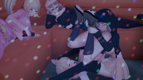 3d 4girls akamatsu_kaede breasts danganronpa danganronpa_2:_goodbye_despair danganronpa_v3 eating_pussy female female_only human iruma_miu koikatsu large_breasts leon_(artist) multiple_females multiple_girls nanami_chiaki pussy saionji_hiyoko super_danganronpa_2 yuri