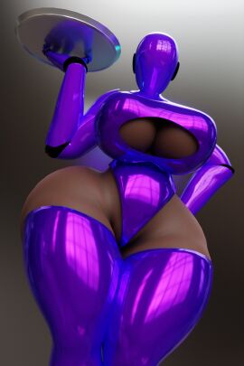 3d alternate_version_available ass boob_window breasts female haydee haydee_(game) huge_ass huge_breasts legwear qzk_forte reflection tray voluptuous waitress wide_hips