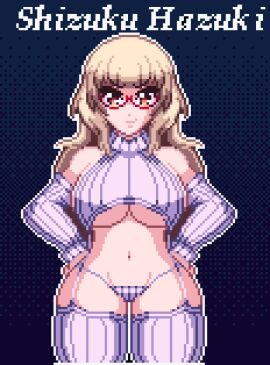 female glasses hazuki_shizuku lingerie mature_female new_game! pixel_art queen_draos smile thick_thighs virgin_killer_sweater white_hair