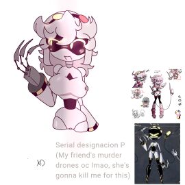 breasts claws collar drone female female_only metal murder_drones naked not_my_oc oc original_character robot yellow_eyes