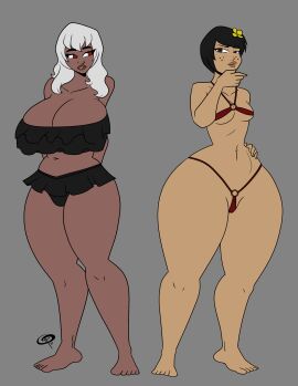 asian asian_female ass big_breasts bikini black_hair breasts brown_eyes dark-skinned_female dark_skin dc dc_comics female flower_in_hair frilled_bikini frostbiteboi gotham_academy huge_ass huge_breasts huge_hips huge_thighs japanese maps_mizoguchi micro_bikini olive_silverlock short_hair small_breasts teenage_female teenager tiny_breasts white_hair