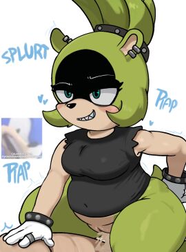 1boy 1girls belly breasts chubby chubby_female cowgirl_position cumflation earrings female furry gloves green_fur inflation interspecies male medium_breasts meme plump ponytails remake rings salchipapaasada sex simple_background sonic_(series) sonic_the_hedgehog_(idw) sonic_the_hedgehog_(series) straight surge_the_tenrec tenrec white_background
