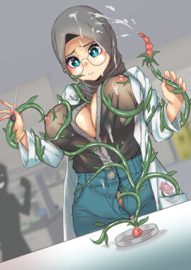 1girls asma breasts cum cum_on_body cum_on_breasts cum_on_face ejaculation female glasses hijab hijabi large_breasts nipples nipples_visible_through_clothing original original_character restrained restrained_by_tentacles see-through see-through_clothing tagme tentacle tentacle_plant tentacle_sex tentacle_wrapped_around_breast wrapped