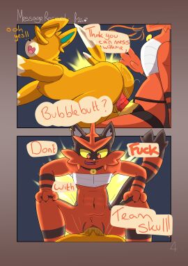 absurd_res anal anal_sex ass backsack balls ballsack bodily_fluids butt_slap chest_binder clothing comic dialogue digital_media_(artwork) dildo dominant duo english_text erection female female_penetrated female_penetrating fur generation_7_pokemon generation_9_pokemon genital_fluids genitals hi_res insult male male/female male_penetrated male_penetrating mammal nintendo nipples nude object_in_ass open_mouth orange_body orange_fur pawmot pegging penetration penile penis pokemon pokemon_(species) pussy sex sex_toy sex_toy_in_ass sex_toy_insertion sex_toy_penetration simple_background slap spanking speech_bubble strap-on strapon strapon_in_ass strapon_sex tail taunting teasing teeth text torracat toying_partner underwear vaginal_penetration