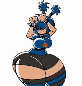 animated arms_up ass big_breasts blue_hair breasts closed_eyes female gameboi_(artist) shaking_ass shaking_butt shaking_hips spiked_collar thick thick_thighs yuki_(gameboi)