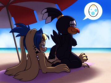 2024 anthro ass avian beach beach_umbrella beak big_ass big_butt biped bird black_body blue_hair bodily_fluids breasts claws countershade_face countershading day domestic_cat duo ear_piercing ear_ring erection eyewear eyewear_on_head felid feline felis female floppy_ears genital_fluids genitals glans hair hi_res hot_dogging humanoid_genitalia humanoid_penis hybrid hyoumaru interspecies long_ears looking_at_another looking_at_partner lying lying_on_ground male male/female mammal nipples non-mammal_breasts nude on_back on_bottom on_ground on_top outside parasol penis piercing precum rabbi reverse_cowgirl_position ring_piercing sahara_(hyoumaru) sega sex short_hair sonic_(series) sonic_the_hedgehog_(series) sunglasses sunglasses_on_head toe_claws toucan white_body white_countershading yuki_(cabbyyuki) yuki_the_half-breed