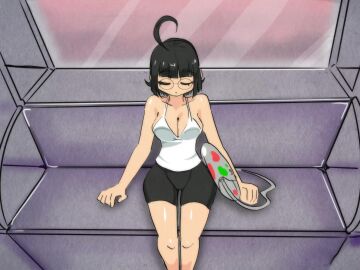 2girls animation ass black_hair cellphone excessive_fart fart farting farting_on_another female giant_ass holding_cellphone huge_ass larger_female leshawk long_text looking_at_phone original original_characters ponytail red_highlights short_skirt sitting sitting_on_person size_difference skirt sleeping smaller_female sound tagme text thick_thighs train train_interior unaware unaware_buttcrush very_short_skirt video