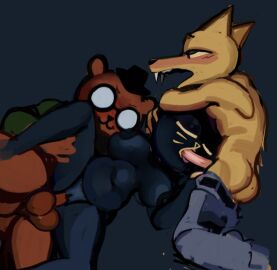 angus_delaney anthro areola ass balls bear big-fig big_breasts blush bottomless bottomwear bottomwear_down breasts canid canine closed_eyes clothed clothing digital_media_(artwork) domestic_cat double_penetration erection eyewear felid feline felis fellatio female female_penetrated fox fur gay_to_straight gay_with_woman genitals glasses green_clothing green_sweater green_topwear gregg_lee group group_sex hat headgear headwear huge_breasts humanoid_genitalia humanoid_penis mae_borowski male male/female male_penetrating male_penetrating_female mammal navel night_in_the_woods nipples nude open_mouth oral oral_penetration orientation_play pants pants_down partially_clothed penetration penile penile_penetration penis penis_in_mouth penis_in_pussy pussy sex simple_background slightly_chubby sweater thick_thighs threesome tongue topless topwear trio unfinished vaginal_penetration