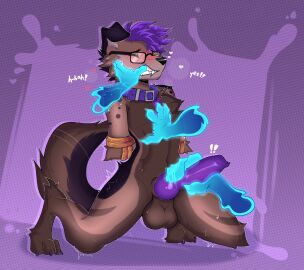 2024 ambiguous_gender anatomically_correct anatomically_correct_genitalia anatomically_correct_penis animal_genitalia animal_penis anthro balls big_penis biped blush bondage bound brown_body brown_fur bunthefen canid canine canine_genitalia canine_penis canis claws clenched_teeth collar dark_body dark_fur digitigrade disembodied_hand domestic_dog english_text erection eyewear fur genitals german_shepherd ghost_hands glasses group hair handjob herding_dog hi_res hindpaw kneeling knot male male/ambiguous male_anthro male_focus mammal moan nude pastoral_dog paws penile penis petting purple_body purple_fur purple_hair purple_penis restraints rope rydgedshep sex shaded shaking slim solo_focus spots submissive submissive_male tail teeth text toe_claws trembling