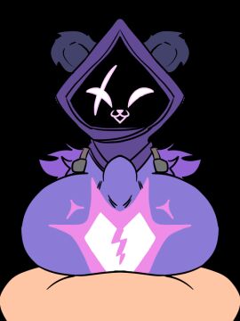 1boy 1girls 3:4 animated beat_banger black_fur breasts female female_focus fortnite fortnite:_battle_royale looping_animation male paizuri paizuri_under_clothes purple_fur raven_team_leader screen_face toriel_beat_banger transparent_background vertical_video