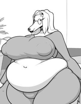 1boy after_vore anthro big_belly big_breasts breasts bulge casual_vore chubby deeper_club digestion furry glasses intersex kalnareff male male_only male_with_breasts oral_vore post-vore solo vore weight_gain