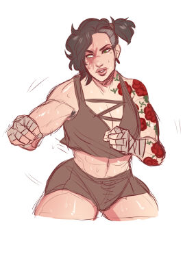 1girls 2022 abs amaamaranth arm_tattoo black_hair ear_piercing eye_scar female female_focus female_only heterochromia mole_under_eye muscular muscular_female original pain_(amaamaranth) ponytail scar scar_across_eye side_shave solo solo_female solo_focus sparring sweat tattoo toned toned_female