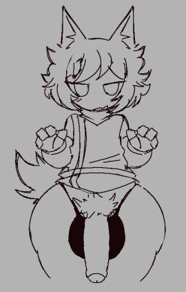 1boy animal_ears chibi chibi_style doodle femboy foreskin furry greyscale male meatoids mob_face monochrome ookami_(yume_2kki) open_mouth paw_pose penis penis_out pubic_hair short_hair solo solo_male streaked_hair sweater tail thick_thighs thighs uncircumcised uncircumcised_penis uncut underwear vest wolf_boy wolf_ears wolf_tail yume_2kki yume_nikki_fangame