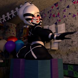 3d big_ass big_breasts buttocks five_nights_at_freddy's five_nights_at_freddy's_2 marie_(cryptia) marionette_(fnaf) mime_girl puppet_(cally3d) puppet_(fnaf) red_lips stuck white_hair