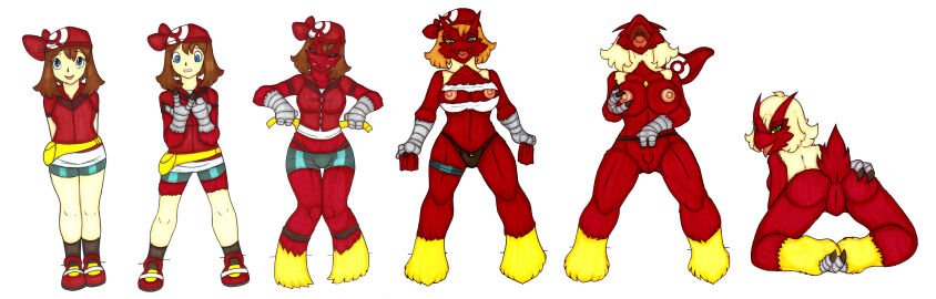 1girls 3_fingers 3_toes after_transformation all_fours alternate_species anthro anus aroused aroused_face aroused_smile ass avian avian_feet bandana bare_legs barefoot beak bedroom_eyes big_ass big_breasts big_butt bird black_claws black_clothing black_panties black_underwear blaziken blonde_hair blue_eyes bottomless bottomwear breast_fondling breast_play breasts brown_hair chicken claws clenched_teeth closed_eyes clothed clothing enjoying erect_nipples eyelashes fanny_pack feathers feet female finger_claws fingers fondling footwear front_view galliform gallus_(genus) generation_3_pokemon genitals green_eyes hair hand_on_breast hands_behind_back hi_res hotpants huge_breasts human identity_death ivanks kerchief knock-kneed looking_at_hand looking_at_viewer looking_down lust_transformation mammal masturbation may_(pokemon) medium_hair mental_transformation mid-transformation moan mostly_nude narrowed_eyes navel nintendo nipples non-mammal_breasts non-mammal_nipples nude open_mouth orange_hair panties phasianid pokeball pokeball_clothing pokemon pokemon_(species) pokemorph post-transformation presenting presenting_anus presenting_hindquarters presenting_pussy pubes pupils pussy rear_view red_body red_feathers seductive self_fondle shoes shorts simple_background slit_pupils smile socks solo species_transformation spread_legs spreading standing tail tail_feathers tearing_clothing teeth thick_thighs thong toe_claws toes tongue topless torn_clothing transformation transformation_sequence transformation_through_magic underwear undressing white_background white_body white_skin worried worried_look yellow_body yellow_feathers yellow_sclera