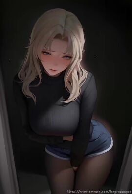 ai_generated blonde_hair blue_eyes clothed fart pantyhose scat tagme video