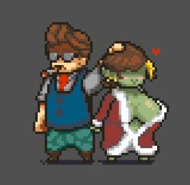 1boy 1girls artstyle_imitation ass belly belly_button big_breasts breasts breasts_bigger_than_head brush cigar cigar_in_mouth cigarette cigarette_in_mouth clothed clothed_female clothes clothing couple couple_focus curvy curvy_body curvy_female curvy_figure curvy_hips curvy_thighs cute cute_face dead_ahead enormous_breasts female female_focus geisha geisha_hair glasses glasses_on_face heart looking_at_viewer looking_away male male/female male_focus mature mature_body mature_female mature_figure mature_male milf nipples nude nude_female official_style pants partially_clothed pixel pixel34 pixel_(artwork) pixel_art pixelated red_heart seductive seductive_body seductive_look seductive_smile semi_nude short_hair smile smiley_face smiling_at_viewer smoke smoking straight style_emulation style_imitation style_parody touching_hair touching_head ugly_bastard