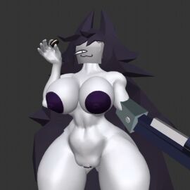 1girls 3d 3d_model 3d_modeling :3 ass big_ass big_breasts big_butt breasts cat_mouth completely_nude cookie female fundamental_paper_education large_hair looking_at_viewer miss_circle miss_circle_(fundamental_paper_education) nude nude_female prisma3d purple_breasts purple_eyes purple_hair