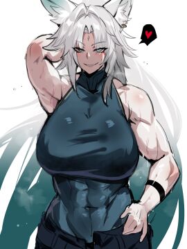 1girls abs armpits ass big_ass big_breasts big_thighs breasts cyan_eyes feixiao_(honkai:_star_rail) female female_focus female_only fox fox_ears fox_girl honkai:_star_rail honkai_(series) hoyoverse huge_breasts kurenaiz1 long_hair muscular muscular_female smile smiling sweat sweatdrop sweating tagme thick_hips thick_thighs thighs white_hair