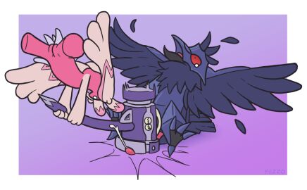 2022 balls black_body black_feathers bodily_fluids cock_and_ball_torture cock_and_balls_torture corviknight crush cum duo ejaculation erection feathers female feral feral_only fuzzo generation_8_pokemon generation_9_pokemon genital_fluids genital_torture genitals hair hammer hi_res holding_hammer holding_object holding_tool holding_weapon jumping light_body lore male male/female nintendo open_mouth pain penis pink_body pink_hair pokemon pokemon_(species) pussy red_eyes screaming simple_background sitting spread_wings swinging_weapon tears tinkaton tools weapon wings