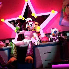 3d 3d_(artwork) accurate_art_style accurate_model ashleyorange avian avian_humanoid beak bottomless female five_nights_at_freddy's five_nights_at_freddy's:_security_breach glamrock_chica_(fnaf) mega_pizzaplex purple_eyes pussy robot robot_girl robot_humanoid sitting solo vagina vesperisonline