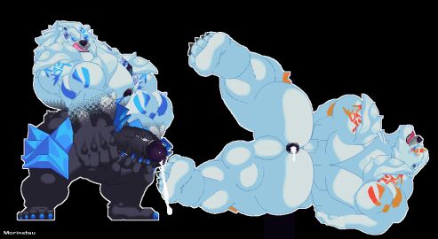 anal animated anthro ass balls bara bear big_muscles big_penis bodily_fluids clothing cum cum_in_ass cum_inside deity digital_media_(artwork) feet genital_fluids genitals huge_cock huge_muscles humanoid_genitalia league_of_legends legwear loop lying m.u.g.e.n male male/male mammal moobs morinetsu muscles muscular muscular_anthro muscular_male nipples on_back penetration penis pixel_(artwork) riot_games sex short_playtime side_view slap tail tail_motion tencent thigh_highs translucent ursine volibear yaoi