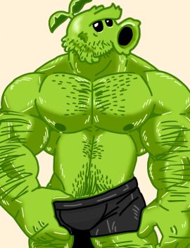 1boy artist_request bara black_boxers black_underwear body_hair boxers gay green_body hairy hairy_arms hairy_chest hairy_pecs male male_only muscle_gut muscles muscular muscular_male nipples no_visible_genitalia non-human_only plantie plants_vs_zombies plants_vs_zombies_2:_it's_about_time primal_peashooter_(pvz) pvz solo solo_male tick_tock_meme toony_face underwear yaoi