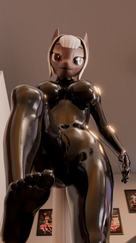 absurd_res anthro bedroom_eyes clothing dominant equid equine feet female foot_fetish foot_focus friendship_is_magic hi_res horse kurolatex latex latex_clothing latex_skinsuit mammal my_little_pony narrowed_eyes pony seductive skinsuit solo stepped_on tight_clothing valeria_(kurolatex)