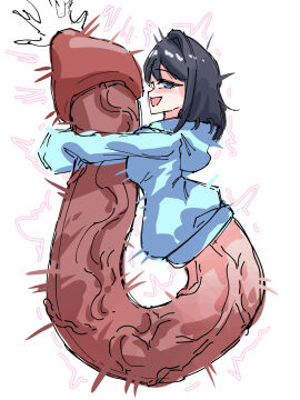 1girls character_request cum dark_penis ejaculation female futanari handjob hands_on_own_penis herm huge_cock hyper_penis intersex jacket masturbation monophallia penis penis_body penis_lower_body penis_transformation projectile_cum simple_background solo transformation uncensored unusual_anatomy unusual_anatomy_placement unusual_genitalia_placement unusual_penis_placement veiny_penis wau234janaiyo what