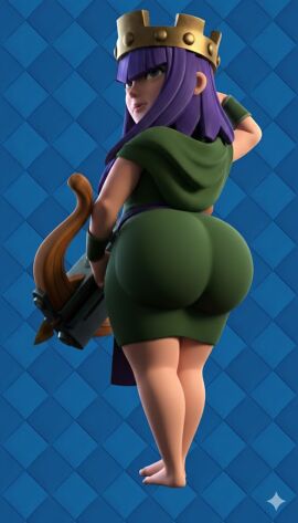 1girls archer_queen_(clash_of_clans) ass ass_focus big_ass big_butt butt_focus clash_(series) clash_of_clans clash_royale crown dress fat_ass fat_butt female female_focus female_only huge_ass huge_butt massive_ass massive_butt mature mature_female milf purple_hair queen solo solo_female solo_focus thick thick_ass