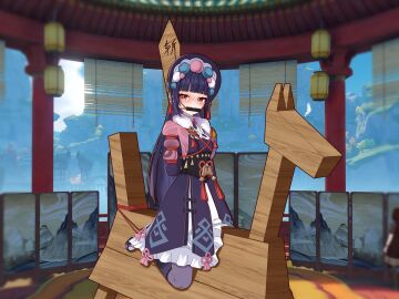 bit_gag bondage genshin_impact wooden_horse yun_jin_(genshin_impact)