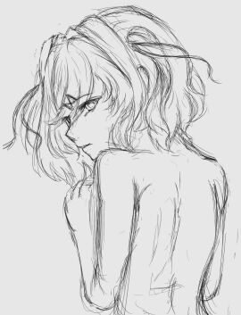 1girls back back_view bare_shoulders crunnix doki_doki_literature_club female natsuki_(doki_doki_literature_club)