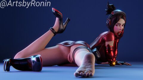 1girls 2024 3d anus anus_peek artsbyronin ass barefoot black_hair blender clothed clothing demi_(fortnite) dress epic_games feet female female_focus female_only fortnite fortnite:_battle_royale high_heels light-skinned_female light_skin looking_at_viewer looking_back no_panties no_panties_under_dress no_underwear on_floor on_stomach pose posing presenting presenting_ass presenting_pussy prosthetic prosthetic_arm pussy pussy_lips robotic_arm simple_background soles solo solo_focus toes vagina watermark